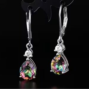 Aurora Borealis S925 Sterling Silver huggie earrings. New.